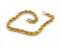 18ct Yellow gold rope chain bracelet