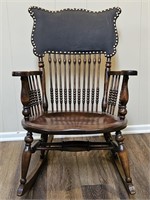 Spindle Rocker w/ Black Leather Headrest