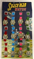 Original Vintage Display of 12 Space Watches