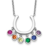Sterling Silver Horseshoe Multi Crystal Necklace