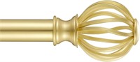 Brass Curtain Rods with Round Cage Finials, 48-84"
