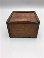 Early ship compass in wooden box
