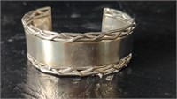 Sterling Silver Cuff Bracelet W/ Woven Rope