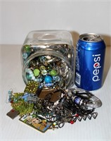 Jar of Misc Jewelry - Watches, Pendants, Craft