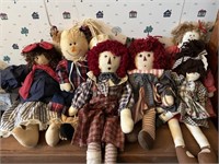 6 Cloth Dolls -Raggedy Ann & Andy, Etc.
