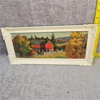 Brightwell Vintage Print Wall Art Red Barn Farm