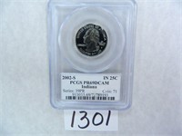 (10) 2002-S Indiana Quarter PCGS Graded PR69 DC