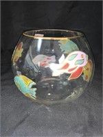 HAND-PAINTED GLASS FISH BOWL - 5.5 X 7 “