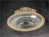 CRYSTAL SOAP DISH W/ FILIGREE TRIM