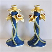 9 1/4" Dept 56 Daffodil Candlesticks Candleholders