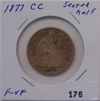 1877 Carson City Seated Half Dollar, F-VF