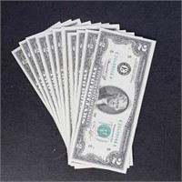 US Paper Money 16 X 1976 $2 Bills, most with stamp
