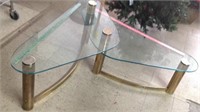 FE) NICE GLASS AND GOLD TONE MULTI USE TABLE-