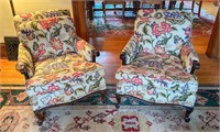 Pair of Floral Upholstered Lounge Chairs