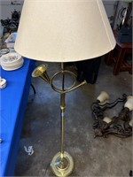 BRASS "FOX HORN" FLOOR LAMP W/SHADE