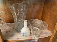 Crystal Vase, Candle Holder & Fruit Bowl