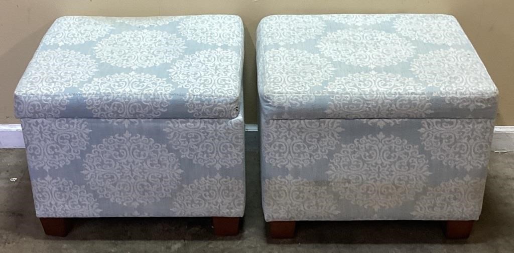 PAIR OF DECORATIVE STORAGE OTTOMANS