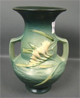 Roseville Green Freesia 10" Two Handled Vase