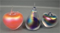 Three Levay Antone Intaglio Art Glass Paperweights