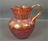 Czech Art Glass Diamond Quilt Cranberry Pitcher