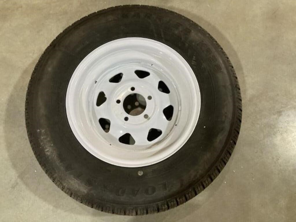 15" Karrier Radial Trailer Tire with White Wheel L