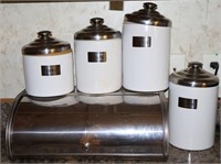 5pc. Stainless Steel Canisters/ Bread Box