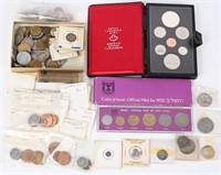 LARGE LOT FOREIGN COINS, ROYAL MINT, & MORE
