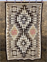 Hand Woven Navajo Rug Whirling Logs, Feathers,