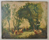WOMEN DANCING IN THE FOREST O/C PAINTING