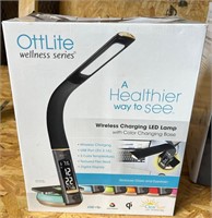 OttLite Wireless Charging LED Lamp, Black, New