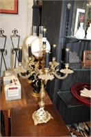 6 Light Vintage Brass Table Lamp