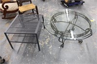 2pc Outdoor Tables; metal & glass top