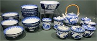 LARGE LOT OF BLUE & WHITE ORIENTAL DISHES