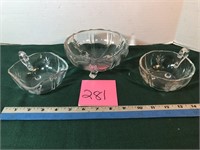 3 Fostoria footed dishes/serving pieces