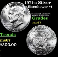 1971-s Silver Eisenhower Dollar $1 Graded ms67 BY