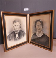 Antique Portraits Husband & Wife 1800's