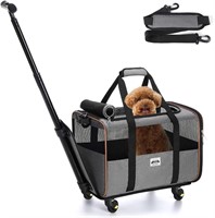 Lekesky Cat/Dog Carrier with Wheels  Grey