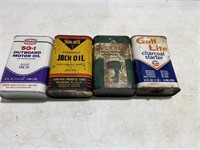 4 vintage garage cans