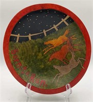 Born to Run Folk Art Style Wooden Bowl