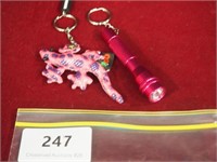 Pink Lizard and Flashlight Keychain Set