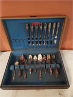 52 piece Rogers Bros silverware in box, "first
