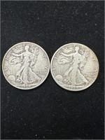 1938, 1939 Walking Liberty Half Dollars