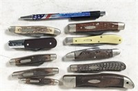 10pc folding knives: Case, Old Timer, Barlow,