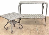 (2pc) Cast Iron  Patio Console / Side Table