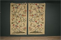 2 Vintage Crewel Work Drapery Panels