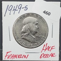 1949-S 90% Silver Franklin Half $1 Dollar