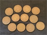 12) 1901 Indian head pennies
