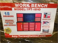 New/Unused 7' Workbench w/ 18 Drawers