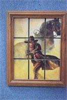 Western Cowboy Horse "Window Pane" Framed Wall Art