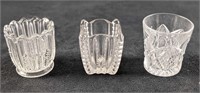 Three Clear Glass Pod Vases Or Toothpick Holders
